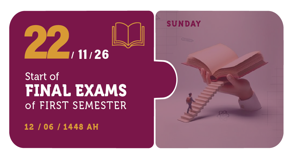 22/11/26 — Start of Final Exams of First Semester — Sunday — 12 / 06 / 1448 AH (Three Semester Calendar)